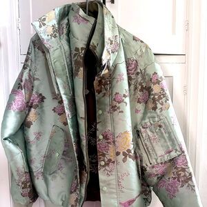 PUMA X FENTY by Rihanna  Floral-Print Oversized Satin Bomber REVERSIBLE